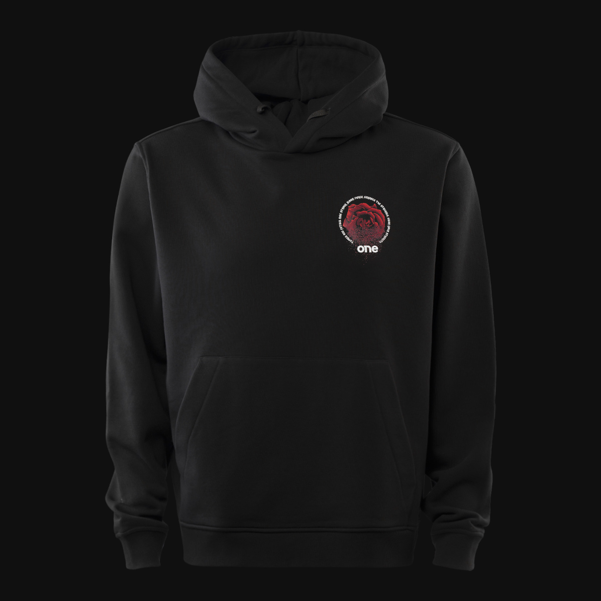 Black hoodie with a rose on sale